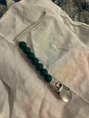 Target Teal Silicone Beaded Pacifier Clip with Silver Clip